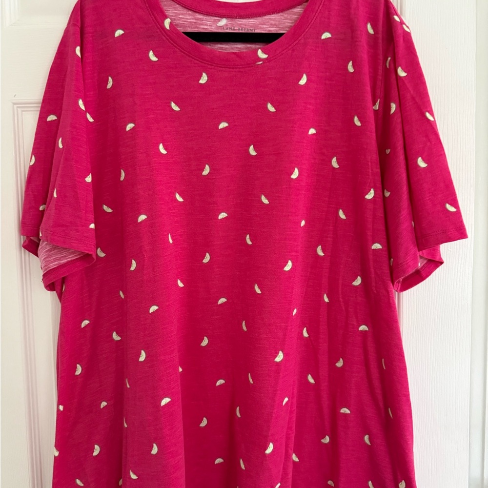 Lane Bryant Pink Short Sleeve Tee with Little Limes as Accents - 26/28